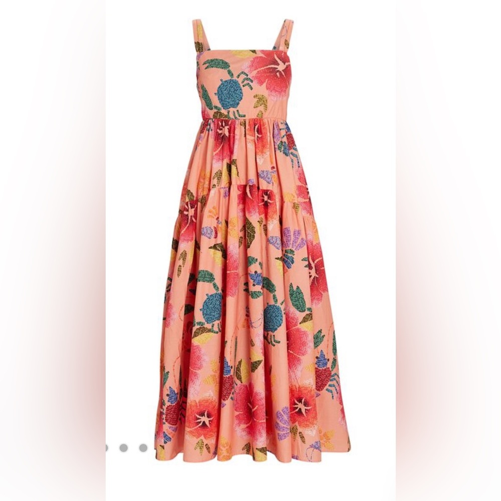 Farm Rio Floral Sea Poplin Midi dress